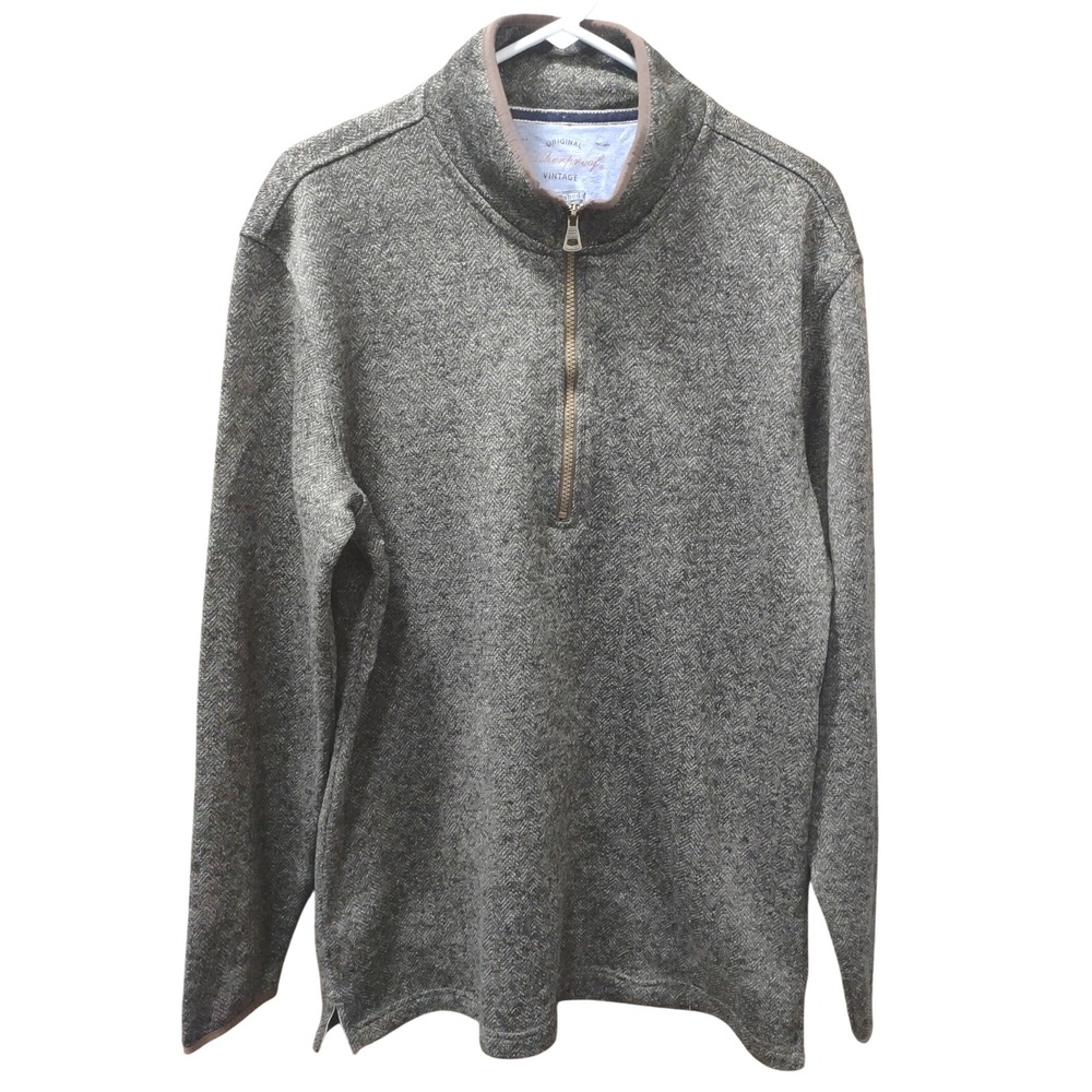 Weatherproof Vintage Men's Herringbone Quarter‎ Zip Pullover Sweatshirt XL